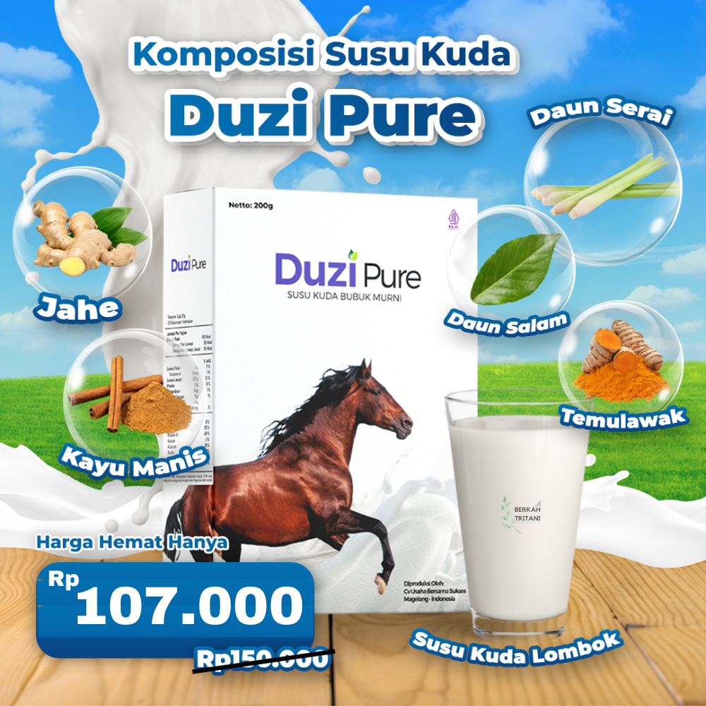 

Duzi Pure - Susu Kuda Lombok Original Atasi Nyeri Sendi & Tulang Bubuk 200 Gram