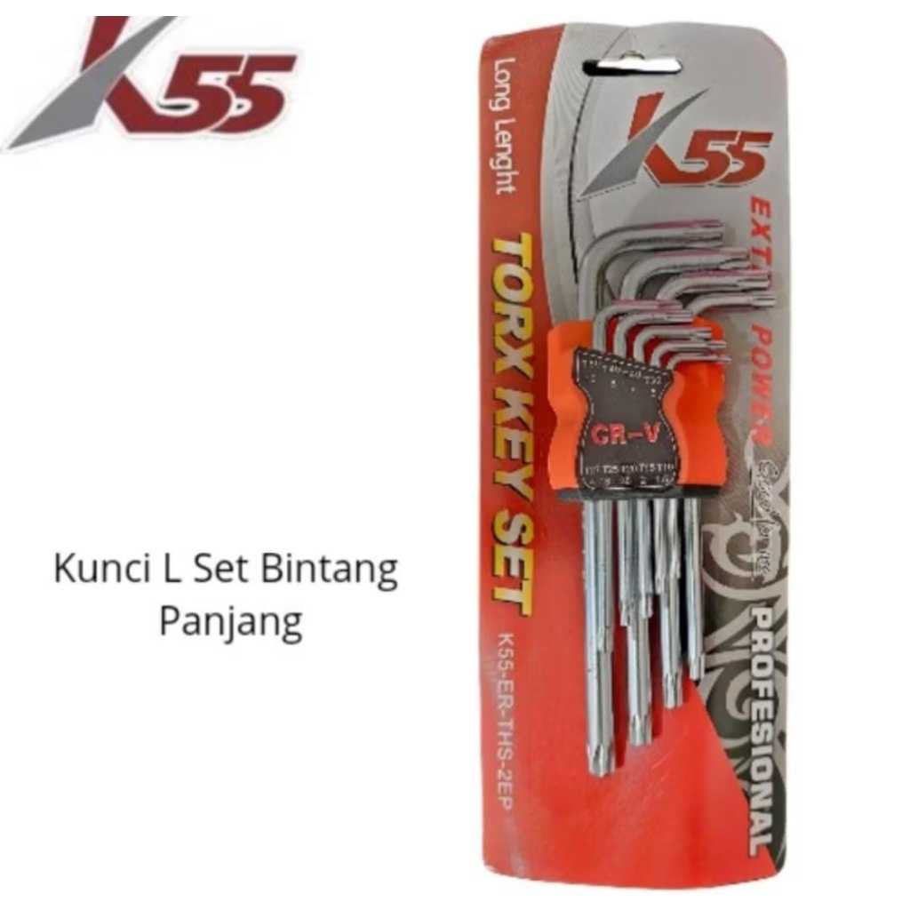 Kunci L Set Bintang Panjang 9 Pcs K55/K55 Torx Key Set 9 Pcs