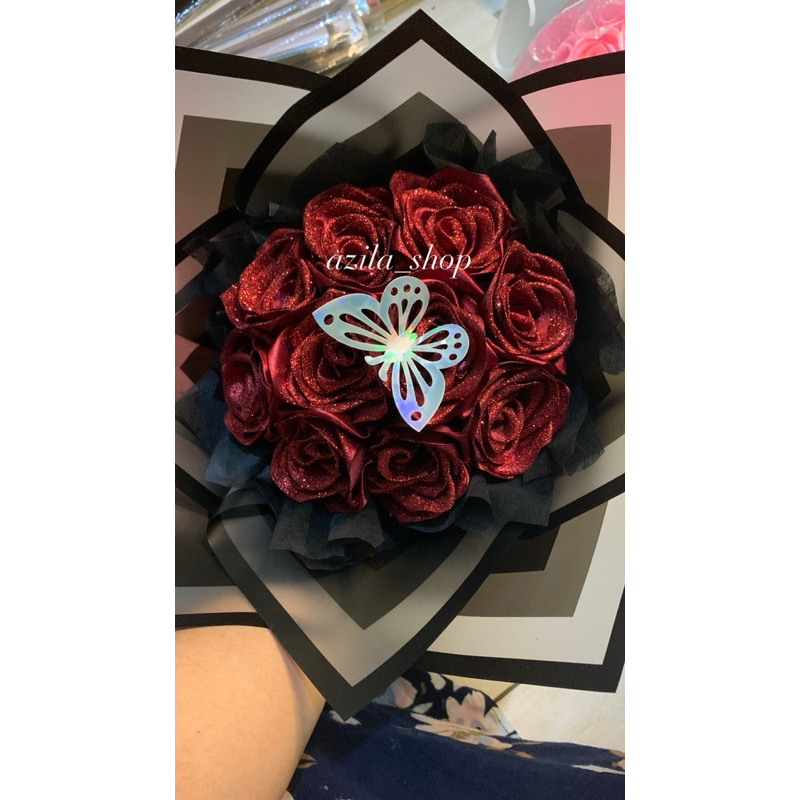 

[Isi 7,10 BUKET] BUNGA PITA SATIN GLITER MODEL TERBARU, tulisan dan kupu BUKET GRADUATION,ULANG TAHUN,HARI GURU,HARI IBU,WEDDING,ANNIVERSARRY