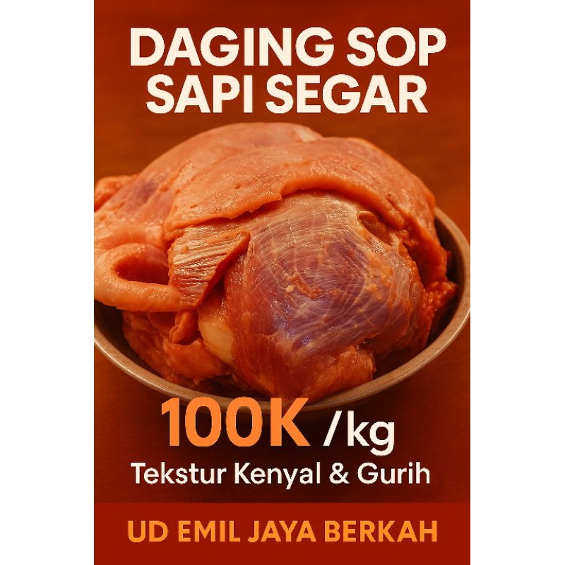

Daging Sop Sapi Segar 1kg – Tekstur Kenyal, Gurih, Cocok untuk Bakso/Soto