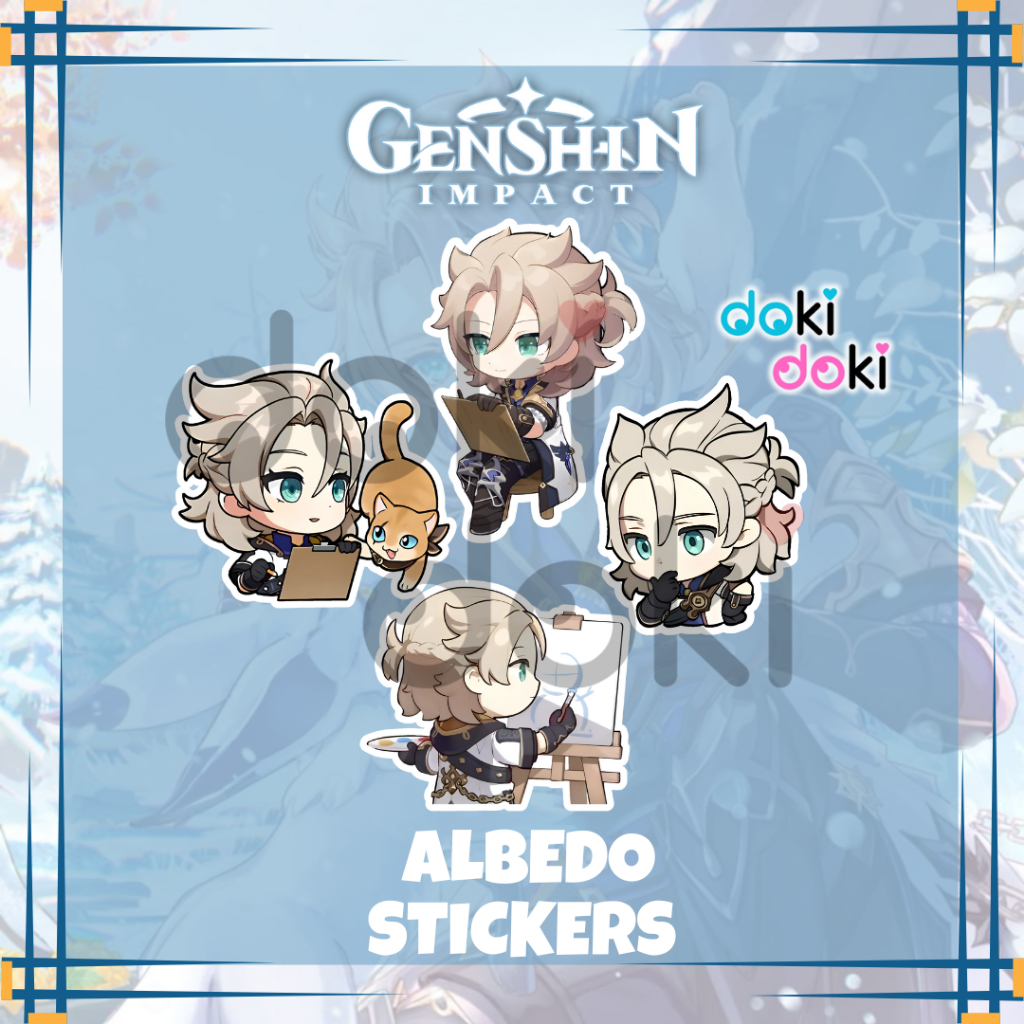 

8 PCS STICKER ALBEDO GENSHIN IMPACT STIKER VINYL WATERPROOF