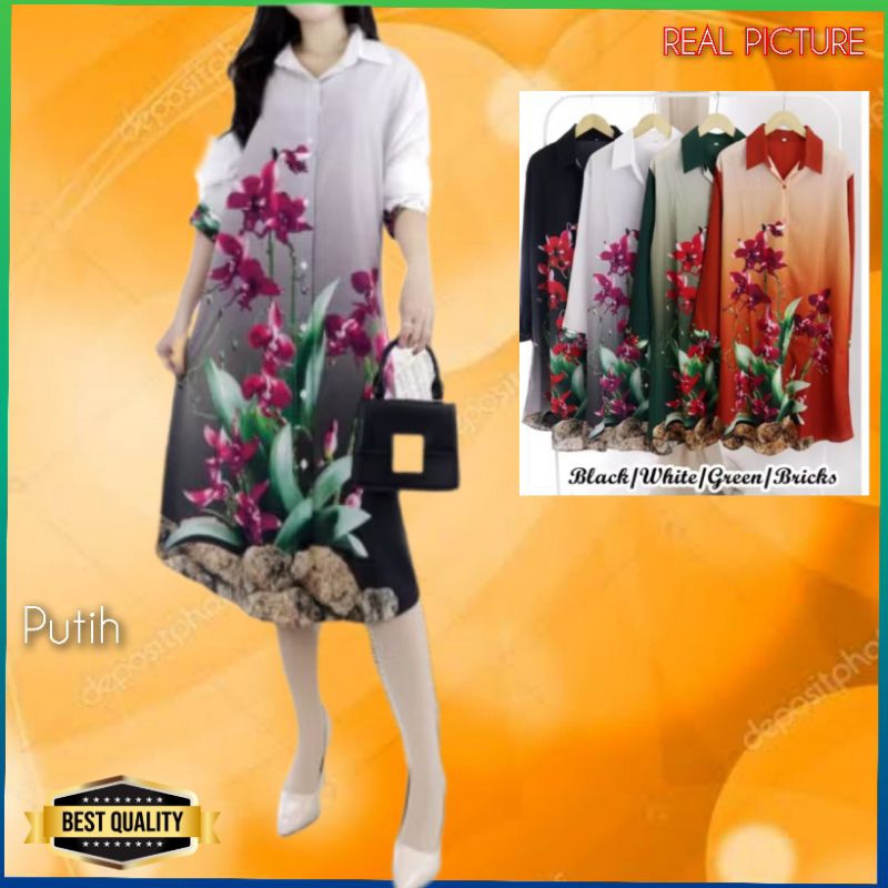 Midi Dress Korea Wanita Diascia Jumbo LD 120 Gaun Natal Kekinian Hijau