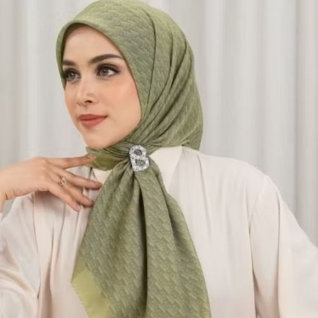Leena Monogram Boa Buttonscarves Jilbab Hijau