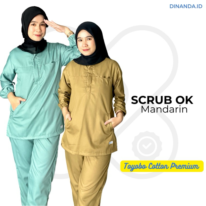 •𝑫𝒊𝒏𝒂𝒏𝒅𝒂• Baju OK 𝗠𝗮𝗻𝗱𝗮𝗿𝗶𝗻 𝗥𝗲𝘀𝗹𝗲𝘁𝗶𝗻𝗴 Set Lengan Panjang/ Baju jaga Hidden resleting/ Scrub Dokter/ S