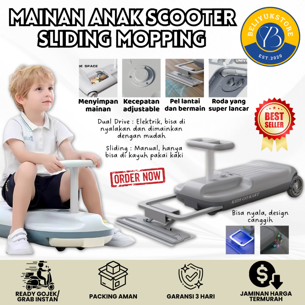 Electric Car / Mopping Drift Car / Mainan Anak Drift Car / Mainan Anak Scooter Sliding / Kids Go Kar