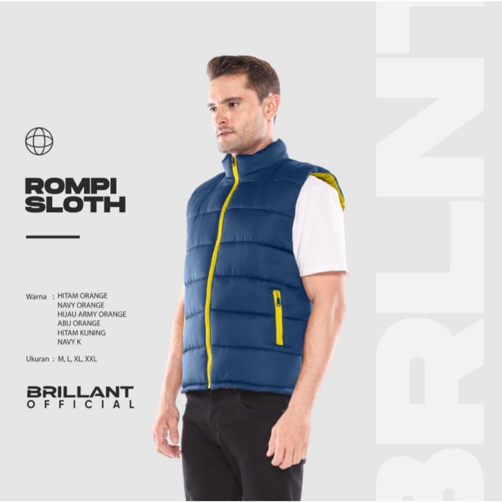 Brillant - SLOTH Rompi Pria Parasut M-XXL Rompi Motor Vest Puffer Anti Angin Sleting Kuning Orange M