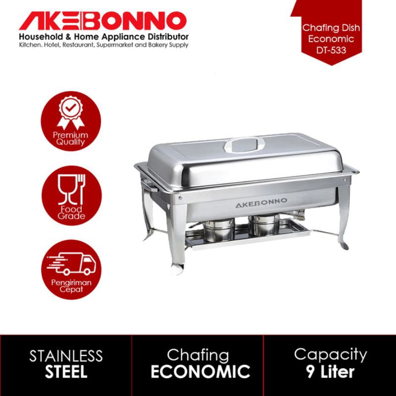 Tempat Pemanas Makanan Prasmanan Chafing Dish 9L Akebonno DT-533