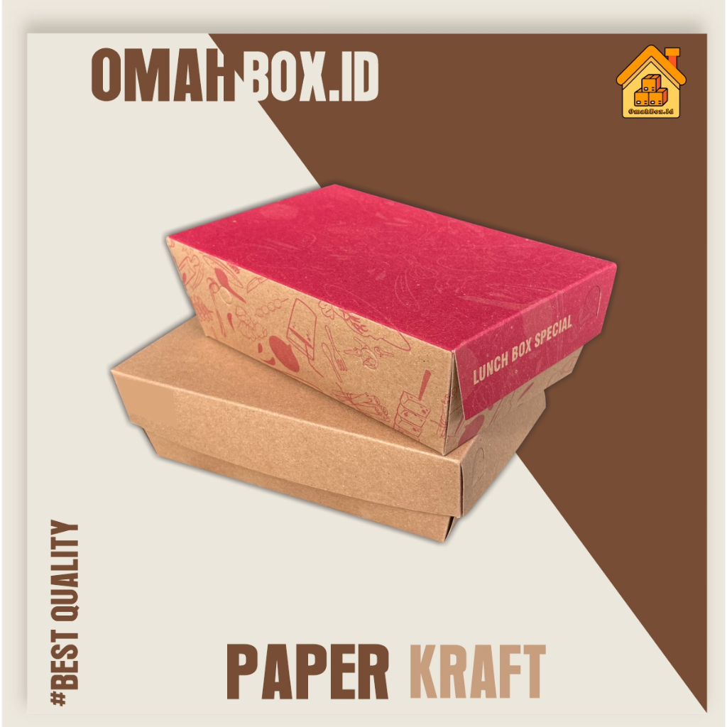 

Paper lunch box 19x12x6 cm | laminasi Bagian dalam | box food | Craft eco | Box Makanan | Box takoyaki | box dimsum