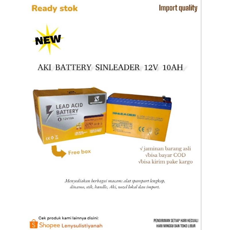 Homeyvibes Aki Battery Sinleader 12V 10Ah Aki Sinleader Oren Aki 10Ah Maraco Aki Sprayer Hama