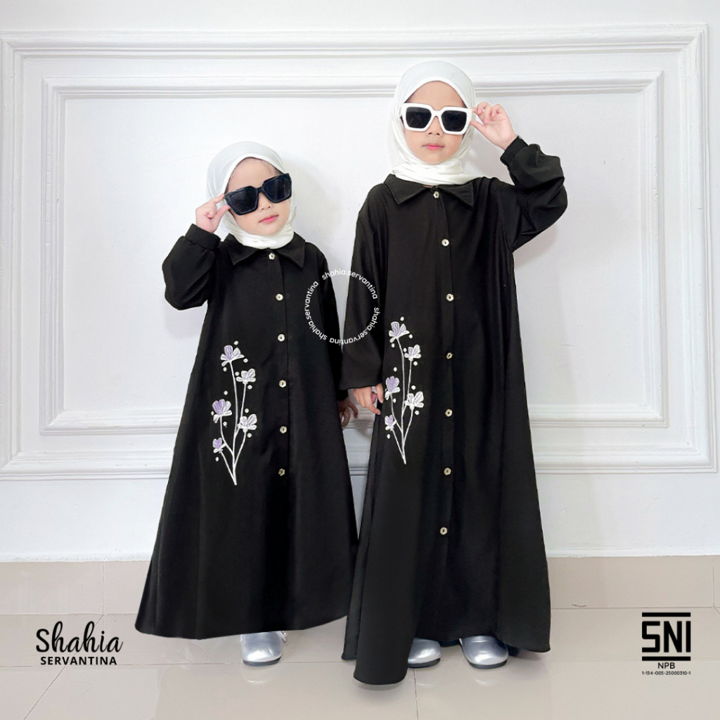 Shahia Servantina - Ayana Dress Bordir Gamis Anak Perempuan Couple Mom & kids