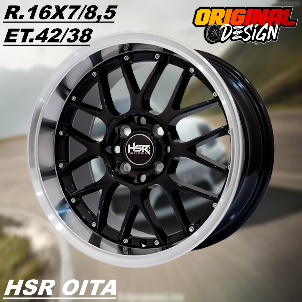 Pelek Celong Ring 16 Lubang 4 Velg HSR OITA R16 Lebar 7/8,5 Black Polis