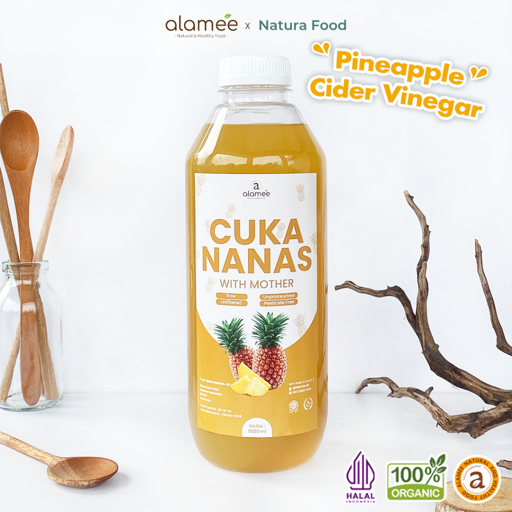 

ALAMEE Cuka Nanas With Mother Pineapple Cider Vinegar Original Organik 1000ml 1 Liter