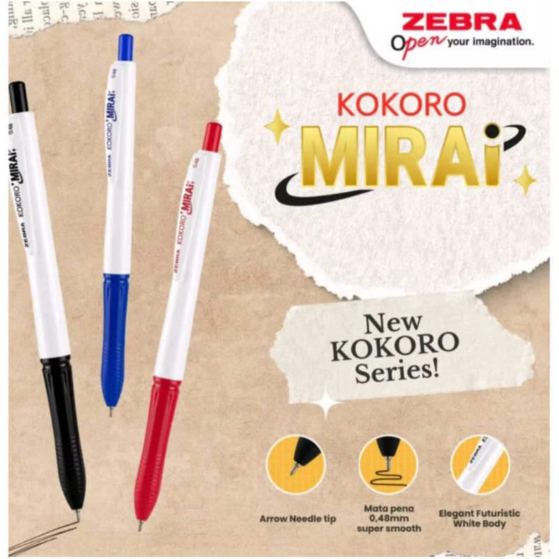 

ECER BOLPEN KOKORO GEL MIRAI 0.48 HITAM,BIRU,MERAH