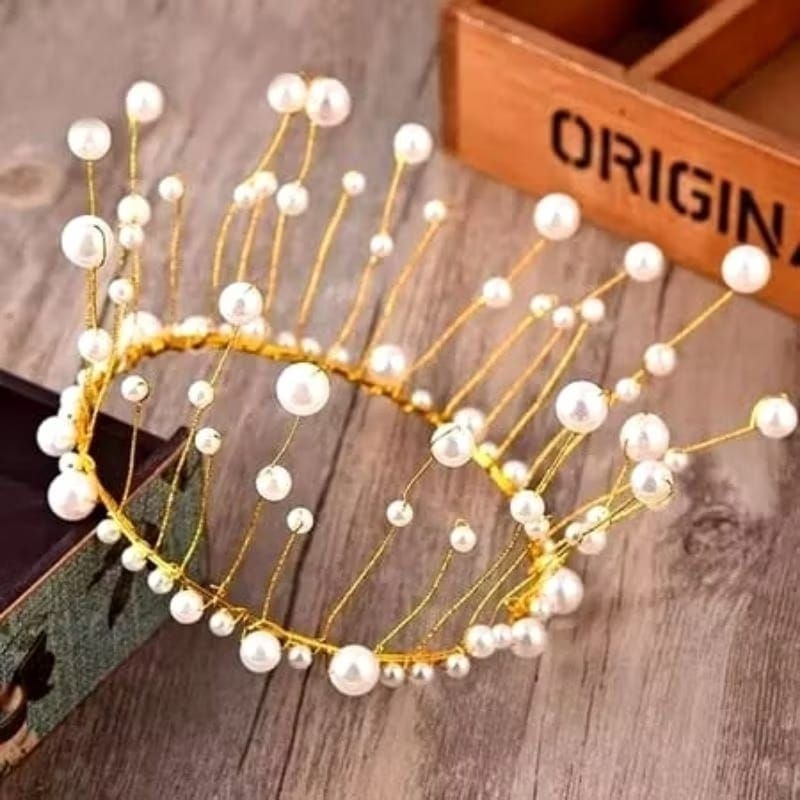 {BS} PAJANGAN KUE MAHKOTA MUTIARA CAKE ULANG TAHUN / HIASAN KUE MAHKOTA MUTIARA UNTUK KUE ULANG TAHU