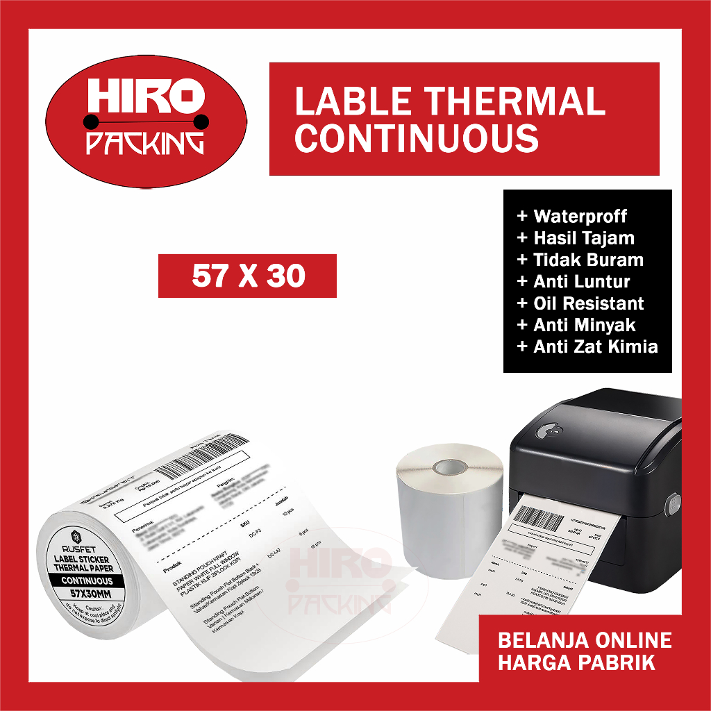 

Label Sticker Thermal 80x30 Continuous Kertas Printer Barcode Kode Produk Resi Pengiriman Roll