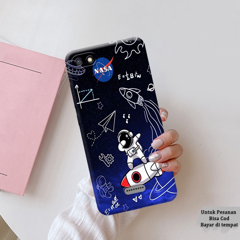 Premium Case Mewah XIAOMI REDMI 6A Full Cover ASTRONOT ELEGAN PONSEL NASA BIRU Softcase Pro Camera S