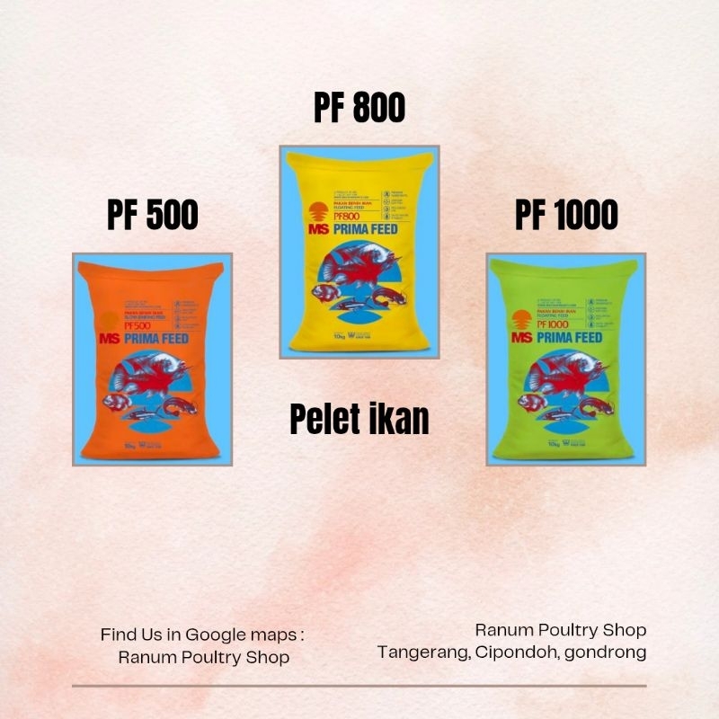 pelet ikan PF 1000, PF 800, PF 500 pakan ikan 500 gr dan 1 kg