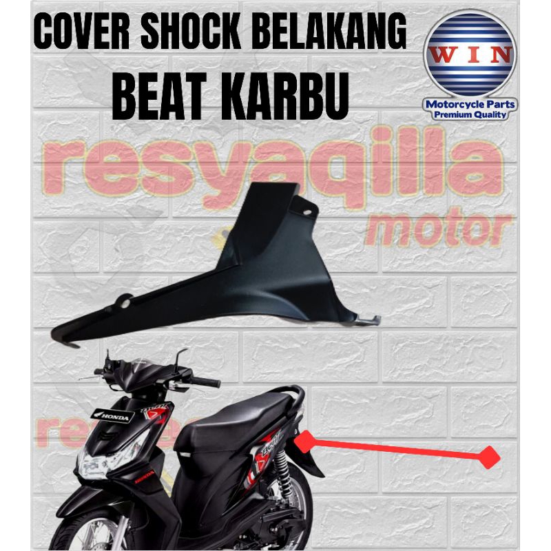 Cover shock belakang beat karbu//tutup shok belakang beat karbu//cushion rr cover kvy