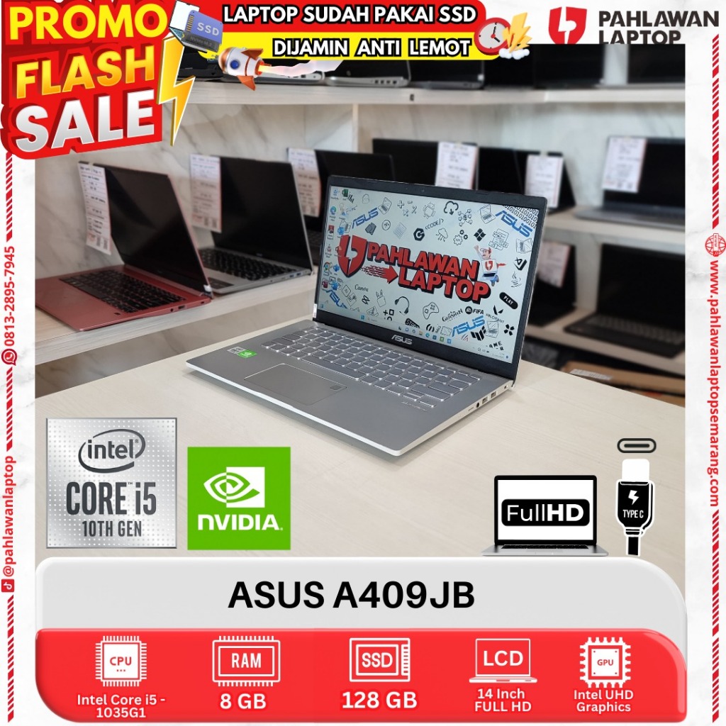 LAPTOP ASUS A409JB Core i5 GEN 10 RAM 8GB SSD 128GB HDD 1TB