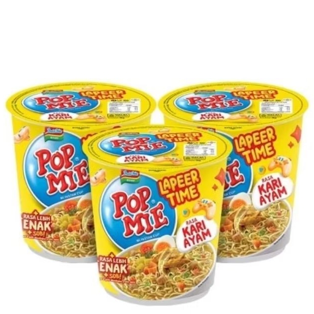

Paket 3 Pcs - Pop Mie Lapeer Time Mi Instan Cup Rasa Kari Ayam 75 Gram