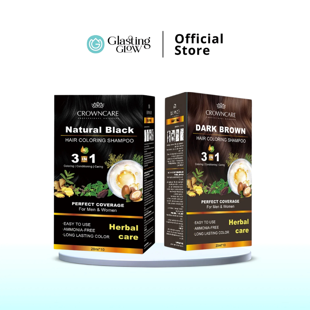 Crown Care Hair Coloring Shampoo 3in1 || Shampoo Penghitam Rambut Uban