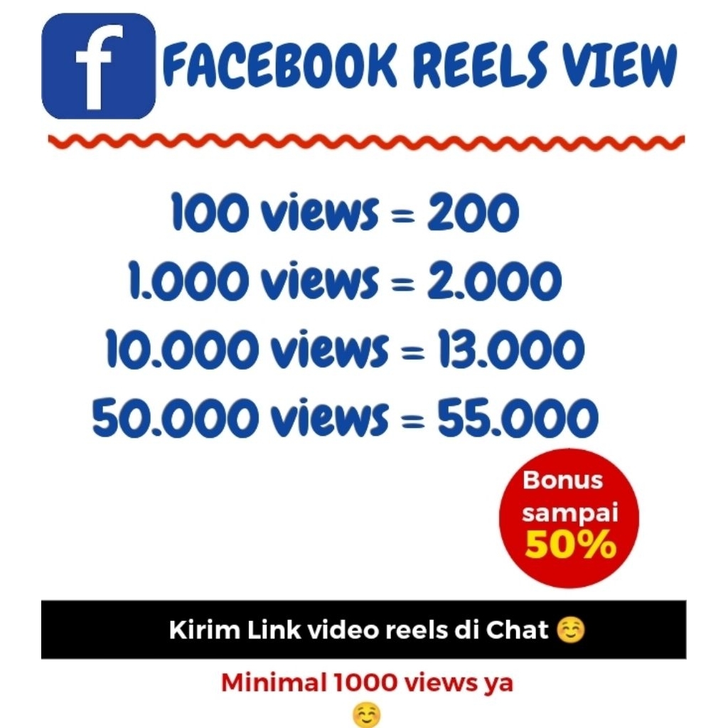 FACEBOOK REELS VIEW (view video reels) bonus sampai 50%