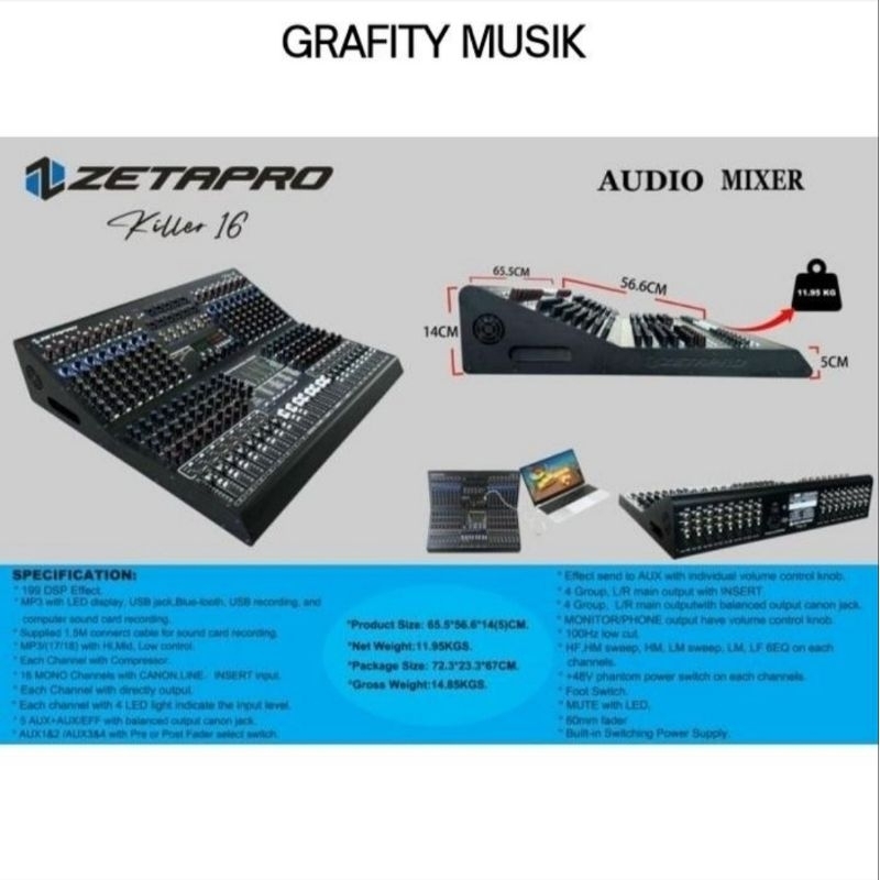 Mixer Zetapro Killer 16 / Zetapro Killer-16 / Killer16 Original
