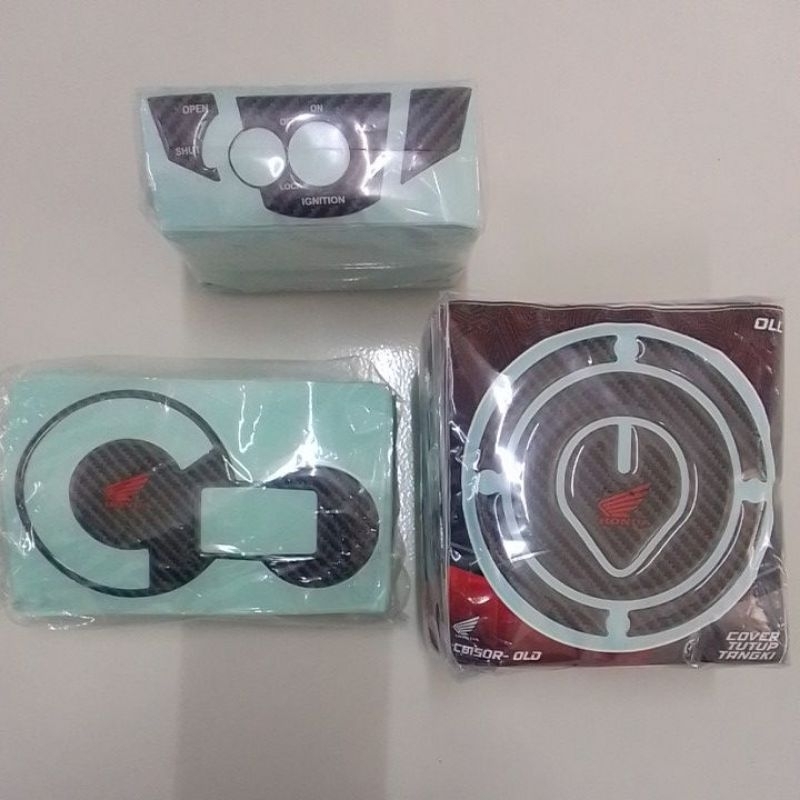 stiker timbul carbon tutup tangki kunci speedo meter honda cb150r old