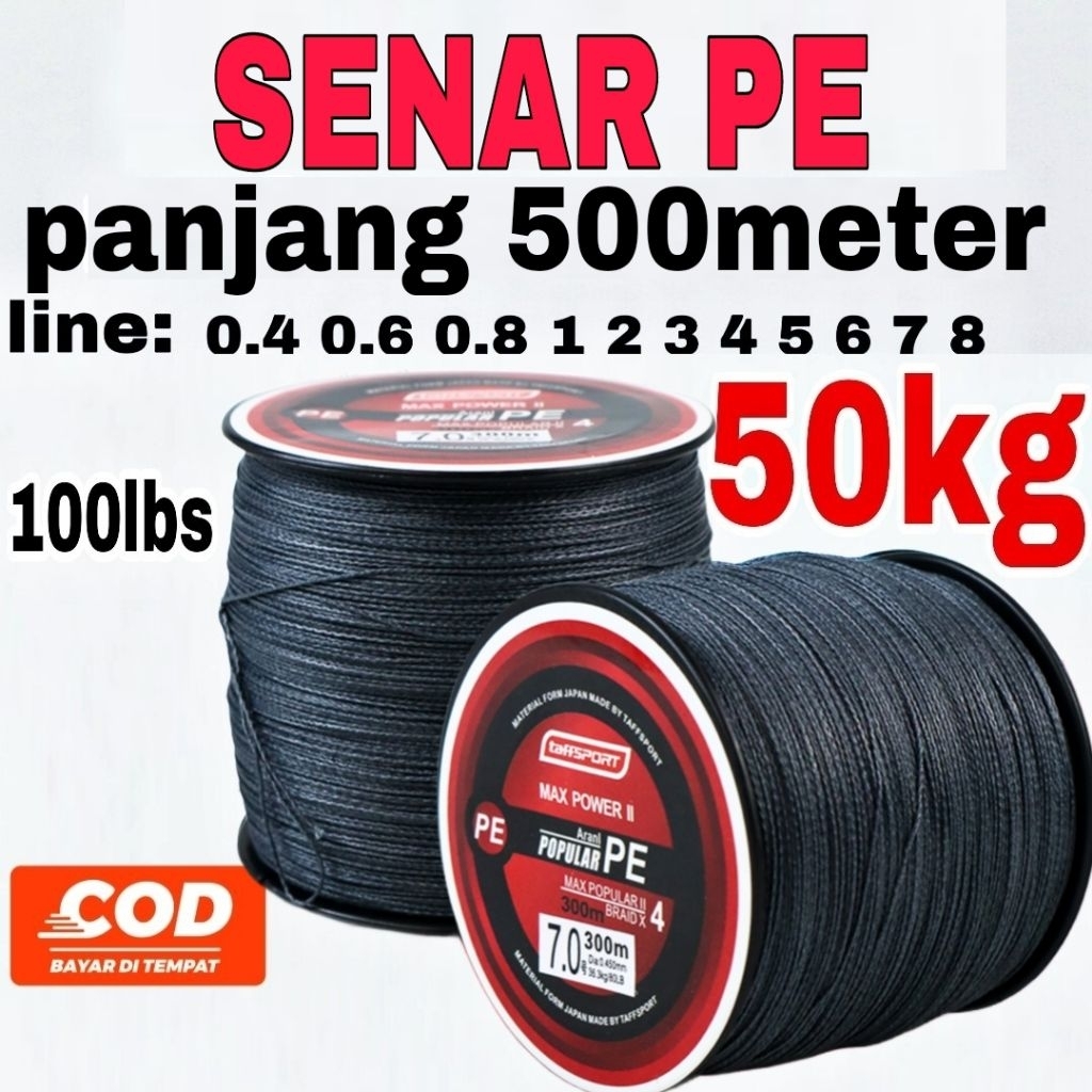 senar pancing pe 300 meter benang pe kuat halus tidak mudah kriting