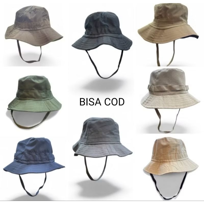 Topi Gunung Rimba Pria Wanita Dewasa Topi Rimba Hutan Bucket Hat Rimba Hat Hiking Hat Bahan Royal dr