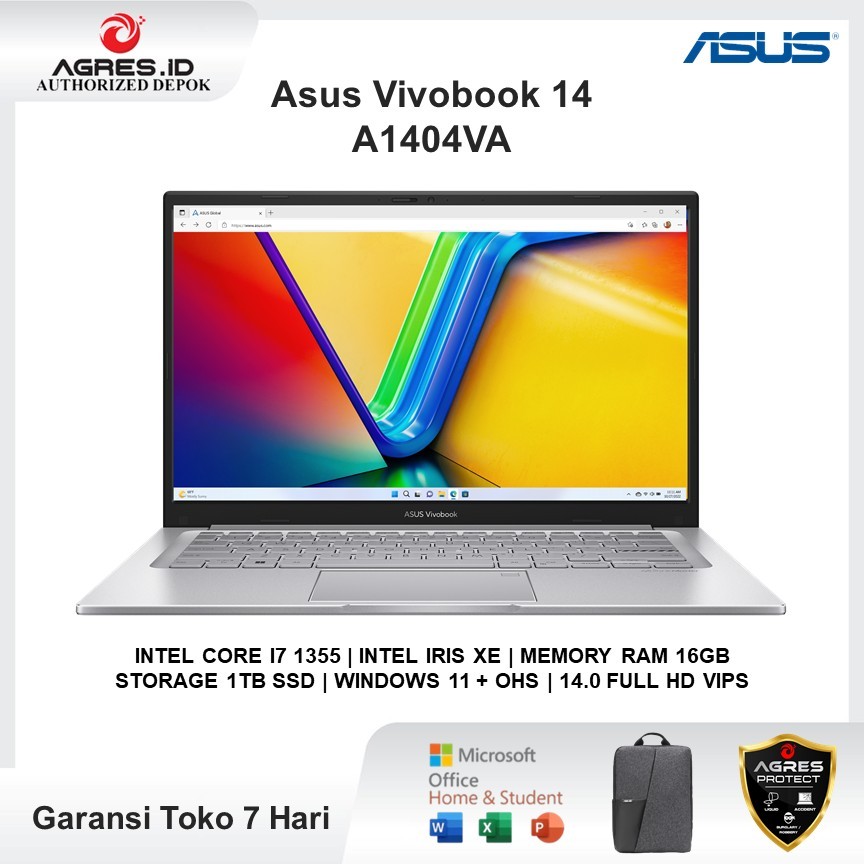 Laptop Asus Vivobook 14 A1404VA | Intel Core i7 1355 | 16GB 1TB | W11+OHS | 14.0 FHD VIPS