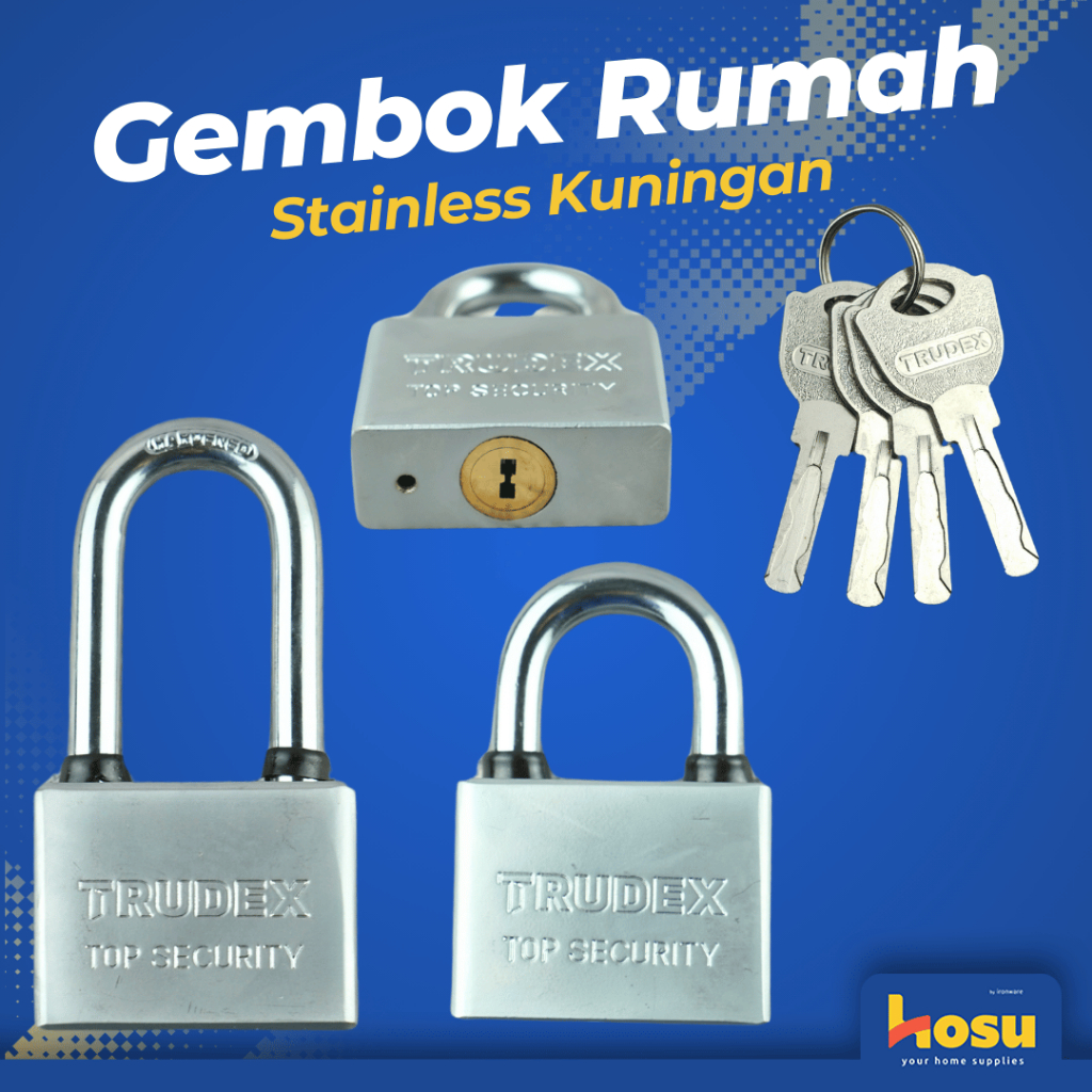 Gembok Rumah Pagar Stainless Kuningan 40-60 mm Anti Karat Leher Besar