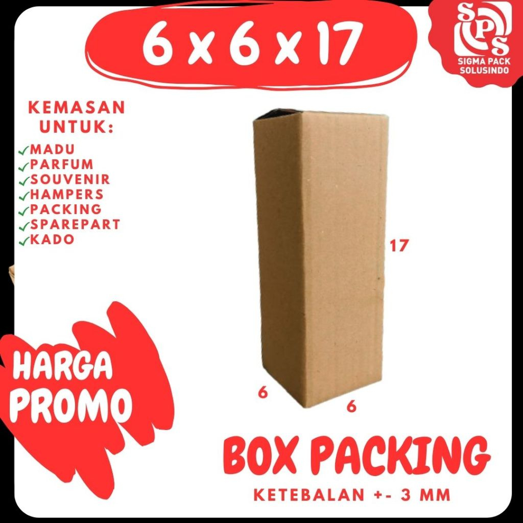 

Box Packing 6x6x17 Kardus A1 Karton Coklat Dus Kotak Kemasan Sparepart Jamu Madu Assesoris