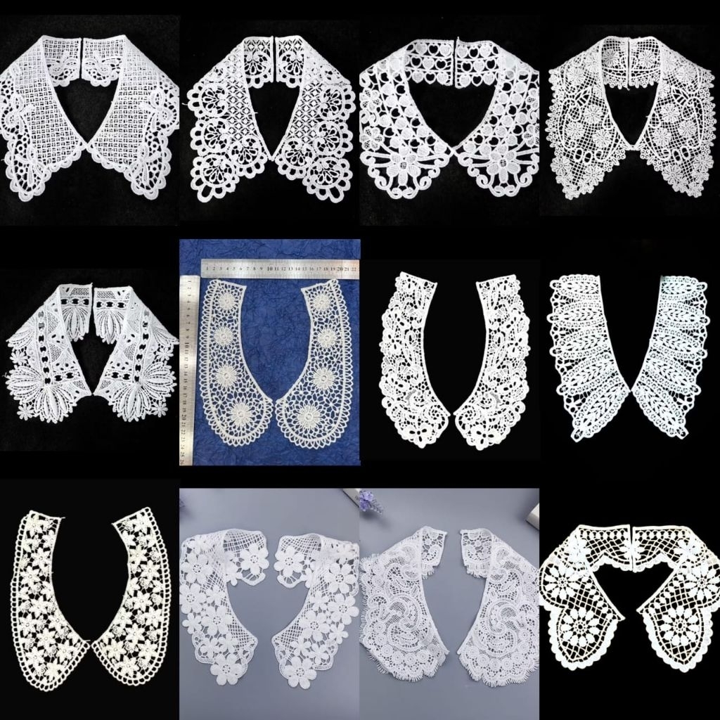 kerah standard import ( 3 ), aplikasi kerah, kerah bordir, renda kerah