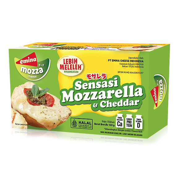 

Emina Cheese Mozza Keju Mozzarella & Cheddar 160 gram/ Keju/ Mozarella