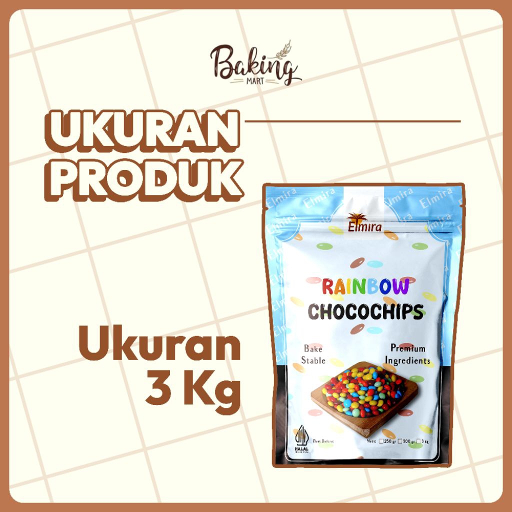 

GFD Chocolate Chips Rainbow gr Elmira / Topping cokelat / Chocolate Chips Stengah Bulat / Choc Chip