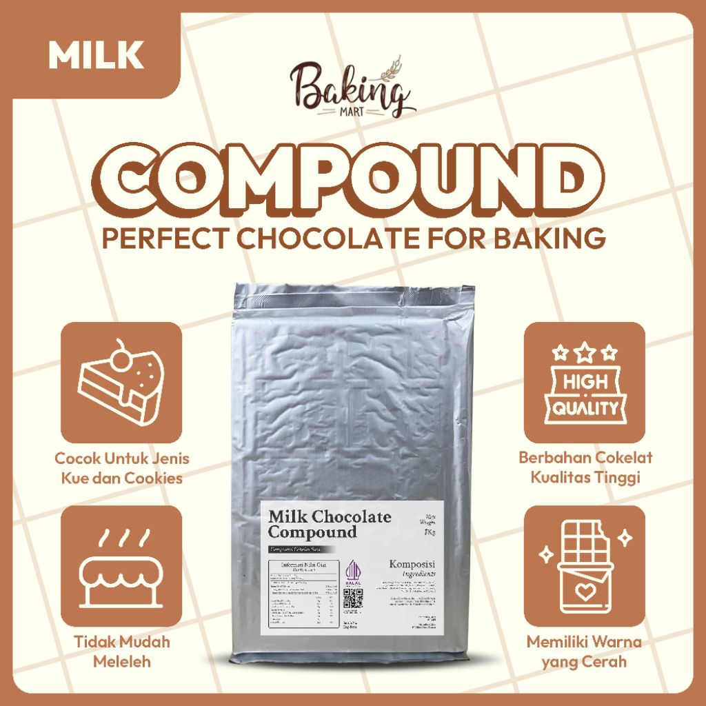 

Milk Chocolate Compound 1Kg / milk cokelat blok / milk chocolate block / cokelat susu