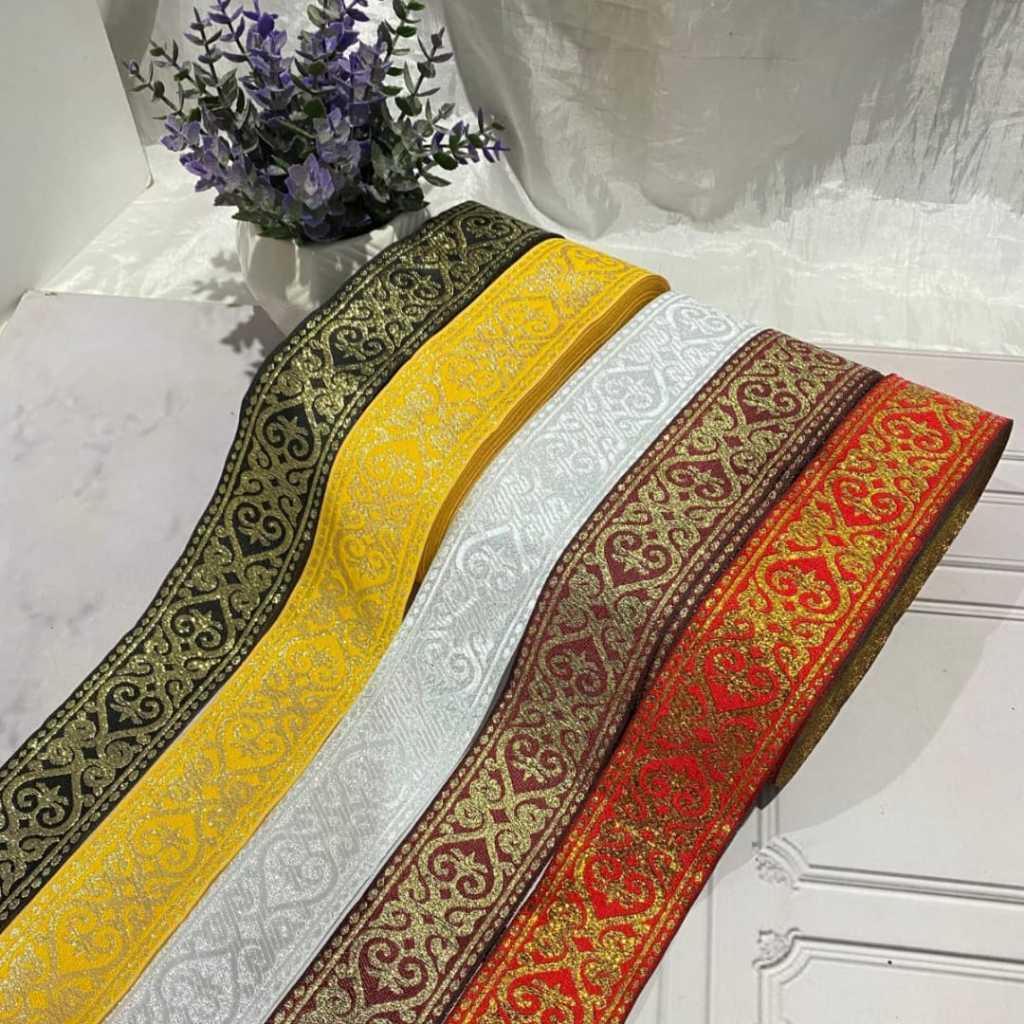 RENDA TEPI IMP BATIK LOVE 5CM MOTIF / RENDA PITA BORDIR / RENDA PITA INDIA