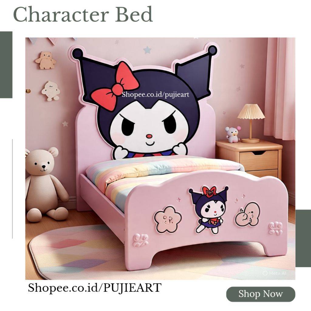 Tempat tidur anak perempuan Karakter Kuromi