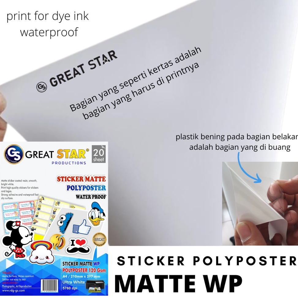 

KODE M26B Sticker Matte Polyposter WP PlastikAnti AirWater Proff A42
