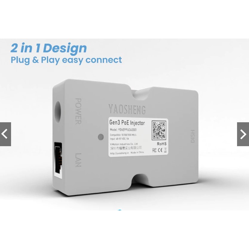 Ethernet Adaptor YAOSHENG Starlink Gen3 V4 PoE Injector