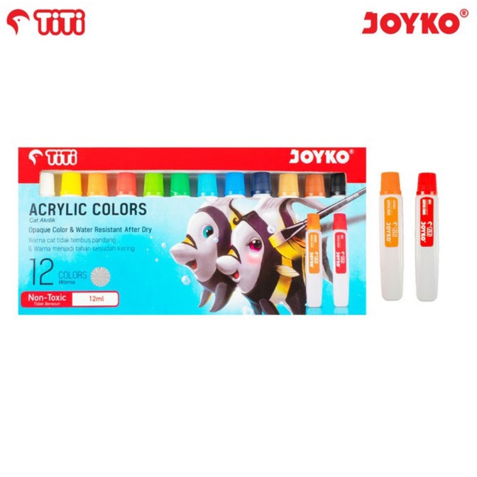 

JOYKO TITI 12 ACRYLIC COLORS CAT AKRILIK 12 WARNA JOYKO PRAKARYA LUKIS ACC12ML12 KODE Z5G3