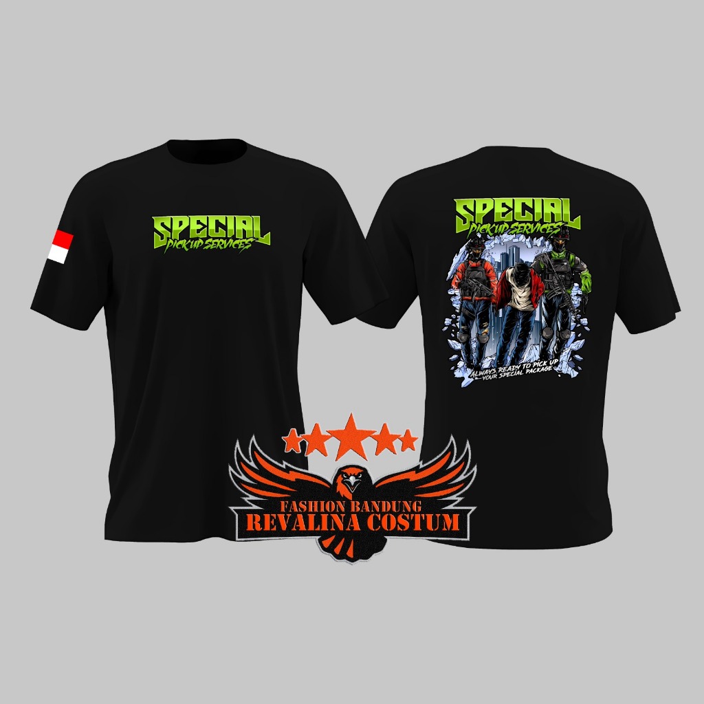 Kaos Lengan Pendek Special Pickup Service / T-shirt Intel Polisi / Ojol Tactical Warna Hitam