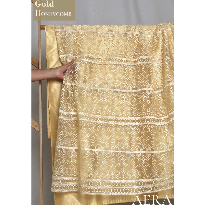 KODE Y18F 5 meter Kain Tile Etnik Tile Sapto Bahan Brokat Kebaya GOLD