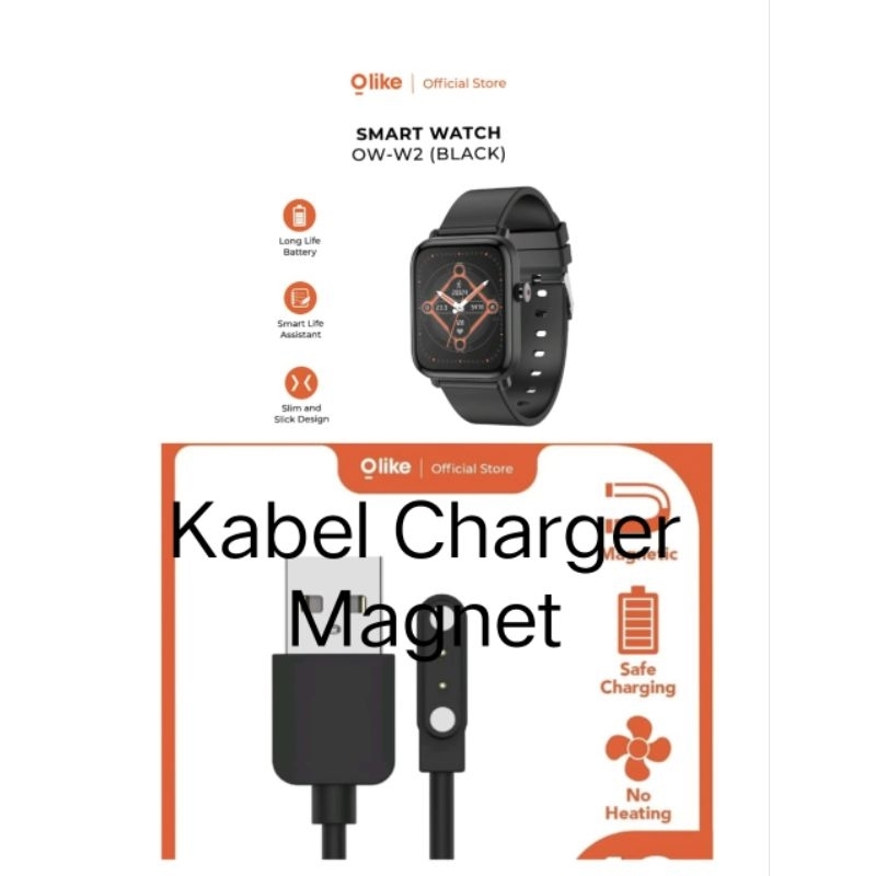 Olike OW-W2 Azure Smart Watch Kabel Charger Smartwatch Olike OW W2 OW W4 OW-W4  Azure Magnetic 2 Pin