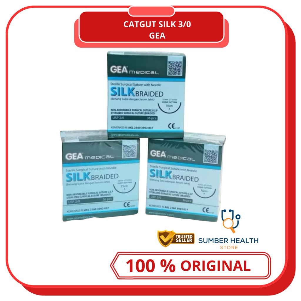 Catgut Silk GEA - Benang Jahit Silk - Benang Operasi Silk - Surgical Suture Silk GEA