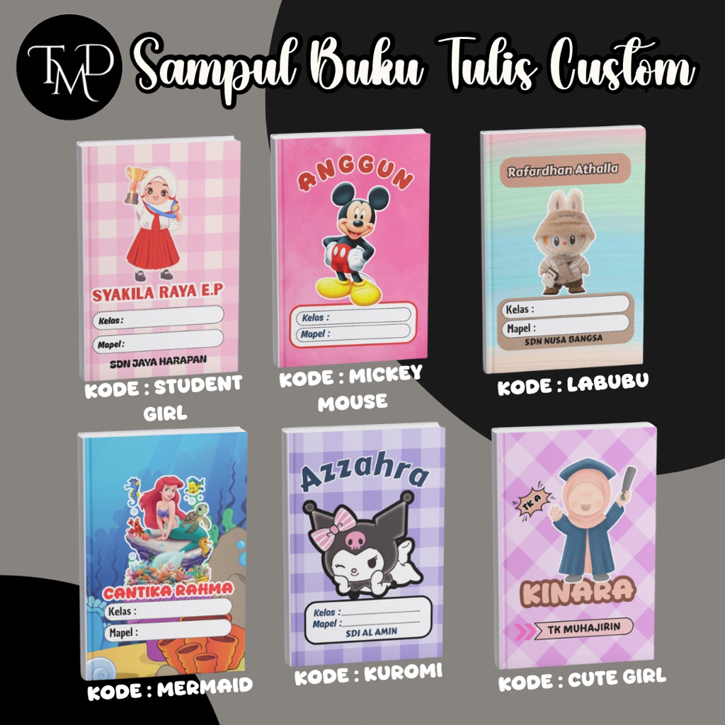 

Sampul Buku Tulis Custom Nama isi 10lembar Tema Cewek