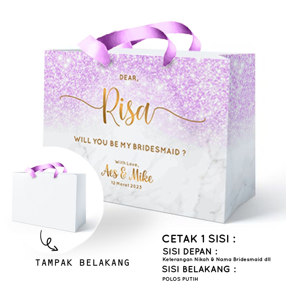 

Paperbag Bridesmaid UK 30CM X 20CM X 6.5CM Kertas BC untuk Tempat Memberi Kain Seragam