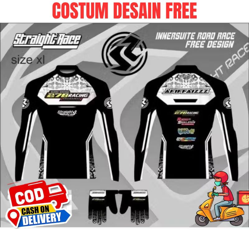 CUSTOM ( Nama dan Nomor Dll)  JERSEY INNERSUIT  BALAP ( daleman wearpack balap ) Jersey Racing Motor