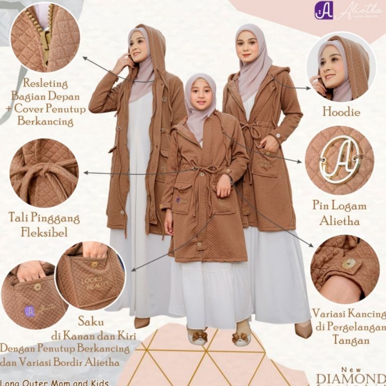 KODE X94N Jaket Diamond Family Series Alietha  Jacket Long Outer Diamond Mom Kids Girl